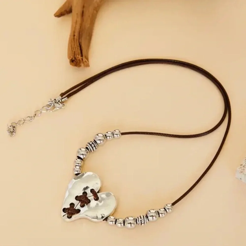 Heart Vintage Statement Pendant Necklace, Bohemian, Boho, Tribal